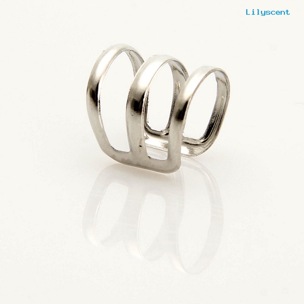 [LS] 1pc Manset Klip Telinga Simple Dual Use Women Adjustable 3-Ring Cincin Jari Hollow Untuk Travel Belanja