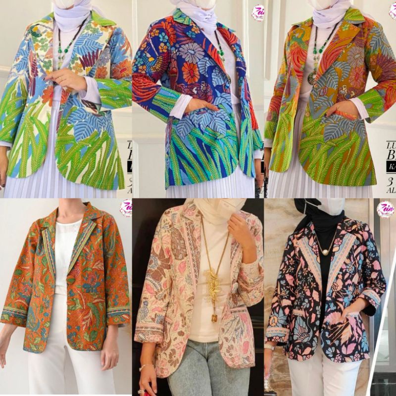 BLAZER BATIK WANITA KERJA MODERN BAHAN KATUN