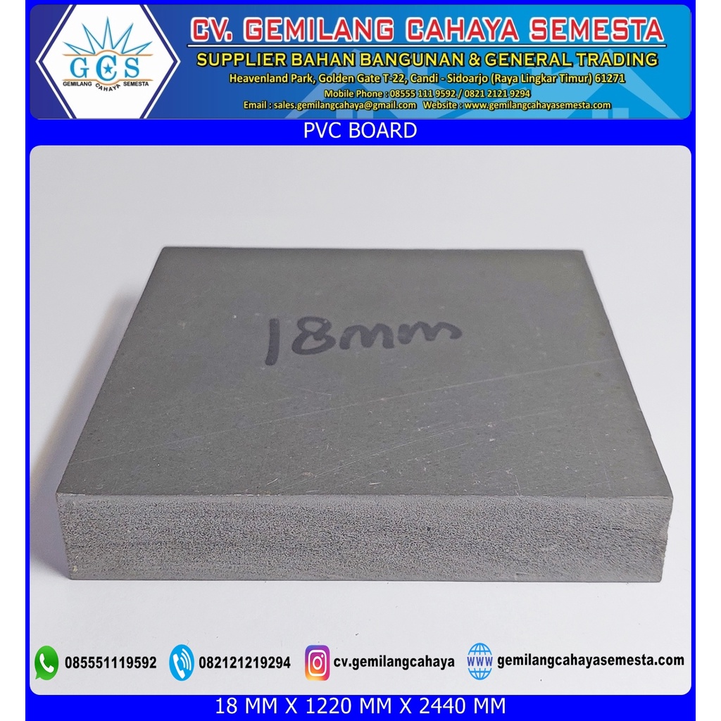 PVC Foam Board 18 mm (1220 mm x 2440 mm ) / Panel Dinding - Plafon PVC