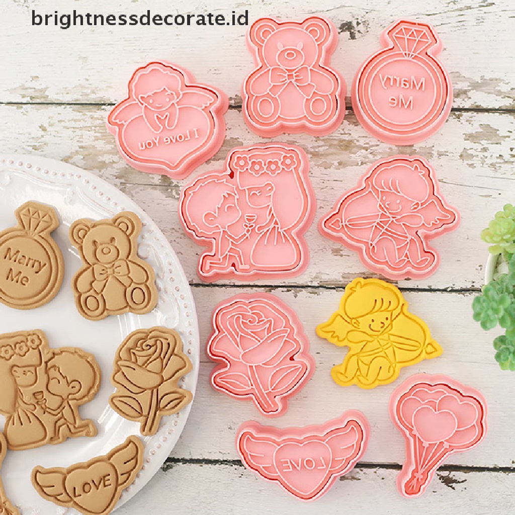 [Birth] 8pcs 3D Kartun Cookie Cutters Valenes Day Biscuit Mold DIY Fondant Decorag Untuk Ulang Tahun Pesta Pernikahan Natal Cookies [ID]