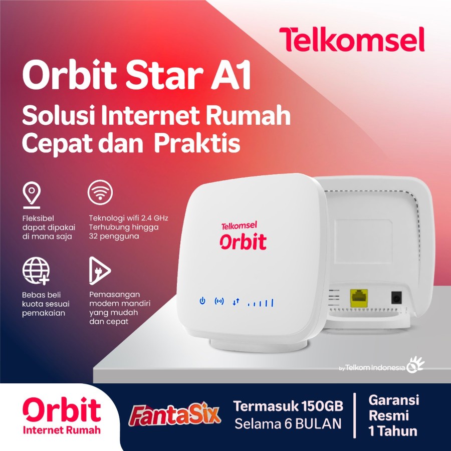 Telkomsel Orbit Star A1 Modem Router 4G WiFi High Speed 150GB