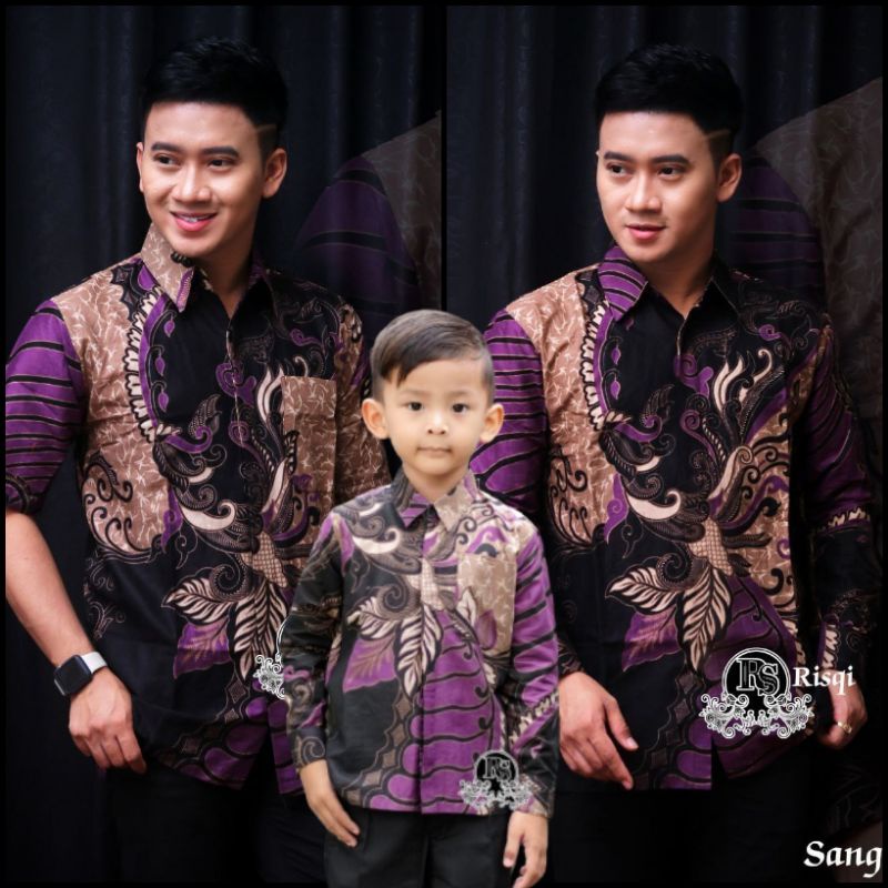 ATASAN BAJU BATIK COUPLE SET KELUARGA AYAH DAN ANAK [BISA SATUAN] HEM PRIA ANAK LENGAN PENDEK KEMEJA