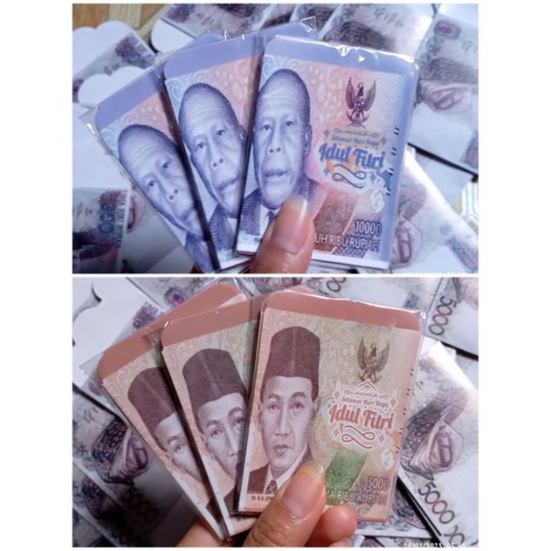 

per pack isi 10 pcs amplop lebaran motif Uang sudah di lem ukuran medium bahan glossy harga amplop lebaran termurah motif uang motif lucu unik dan aesthetic amplop motif uang snack dan amplop motif karakter