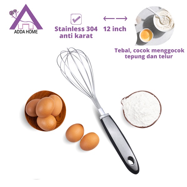 Pengocok Telur Manual Extra Tebal Pengaduk  Adonan Kue Hand Mixer Egg Whisk Stainless Steel 12 Inch