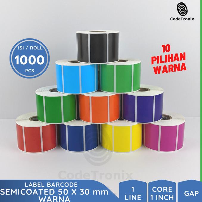 

Label Stiker Kertas Printer Barcode Semicoated 50X30Mm 1 Line Warna