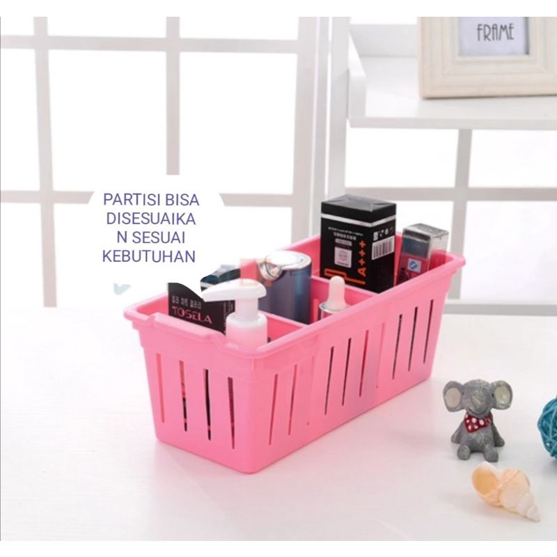 Rak Organizer sekat serbaguna dengan 2 partisi Rak Kosmetik Bumbu dapur ATK