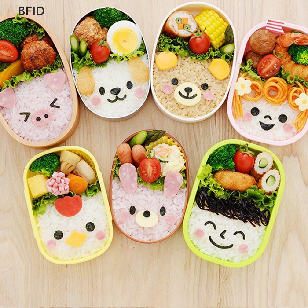 [BFID] 2per3/4pcs Cetakan Ekspresi Wajah Kartun Rice Ball Mold DIY Alat Embos [ID]