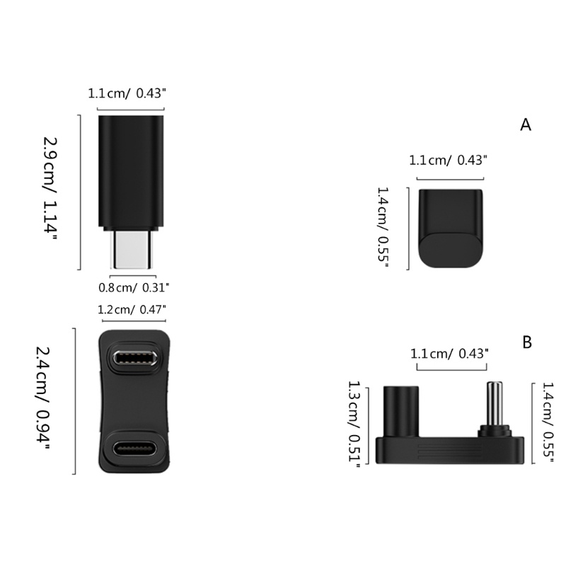 Zzz Adaptor 100W Type-C Male to Female Sudut Kanan Untuk Konsol Game Dek Steam