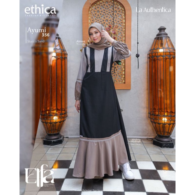 Ethica Elfa 269 Stucco Sand Ayumi 356 Ayumi Kids 28 Kahfi 247 Kahfi Kids 177 Baju Muslim Gamis Sarimbit Keluarga Family Series Lebaran Terbaru Ori