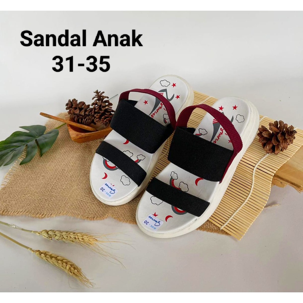 Sendal slop anak perempuan casual sandal anak cewek flat trendy 2 ban ukuran tanggung