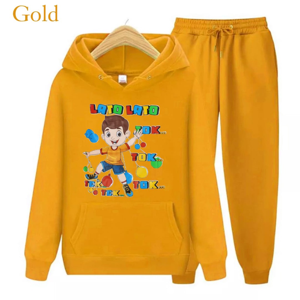 hzl_outfit Setelan Hoodie Sweater Anak Lato Lato Tok Tok/Anak Laki Laki dan Perempuan