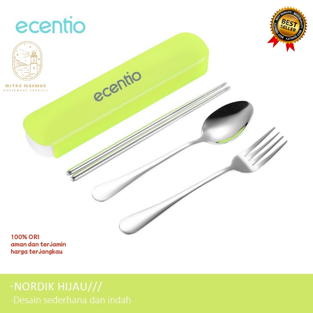 ECENTIO ALAT MAKAN SET FREE WADAH ISI 2 / 3 PCS STAINLESS STEEL SENDOK GARPU SUMPIT 1 SET