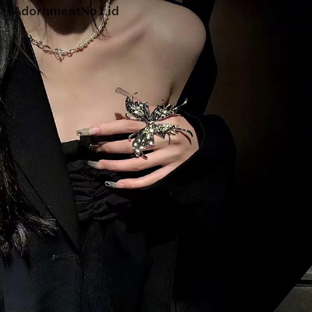 [AdornmentNo1] Punk Butterfly Cincin Hitam Melebih-Lebihkan Gothic Tiga Dimensi Vintage Finger Rings Butterfly Ring Untuk Wanita Perhiasan Aksesoris Hadiah [ID]