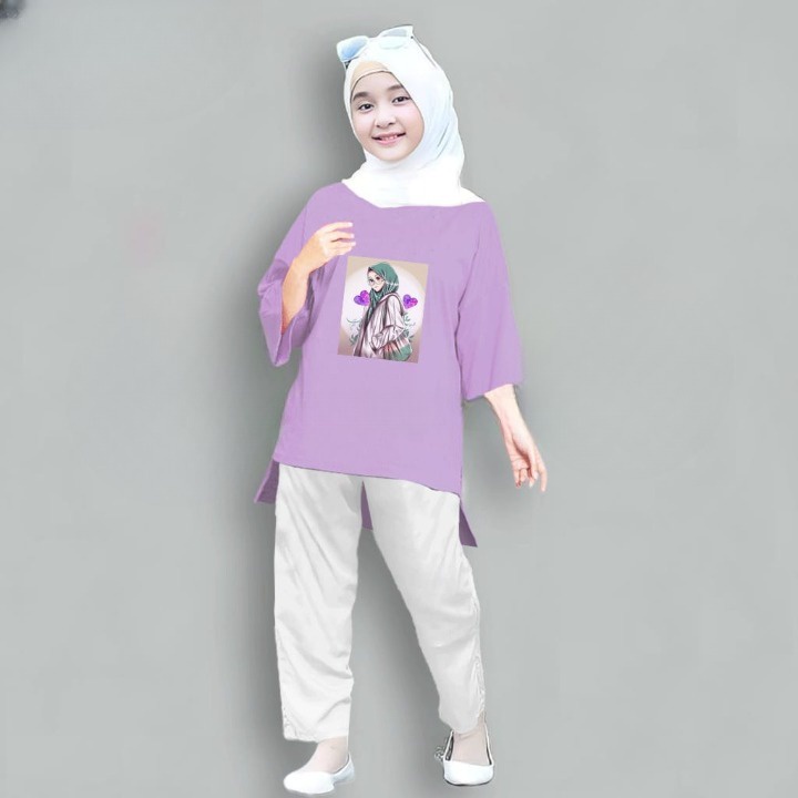 Baju Tunik Anak Perempuan HANUMI TUNIK KIDS Bahan Kaos Cotton Combed 24s Tunik Anak Combed Aplikasi 