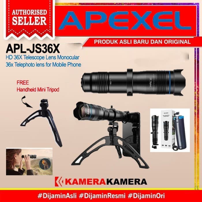 Lenkom Apexel Apl-Js36X Hd 36X Lensa Telephoto Monocular Lens For Smartphone
