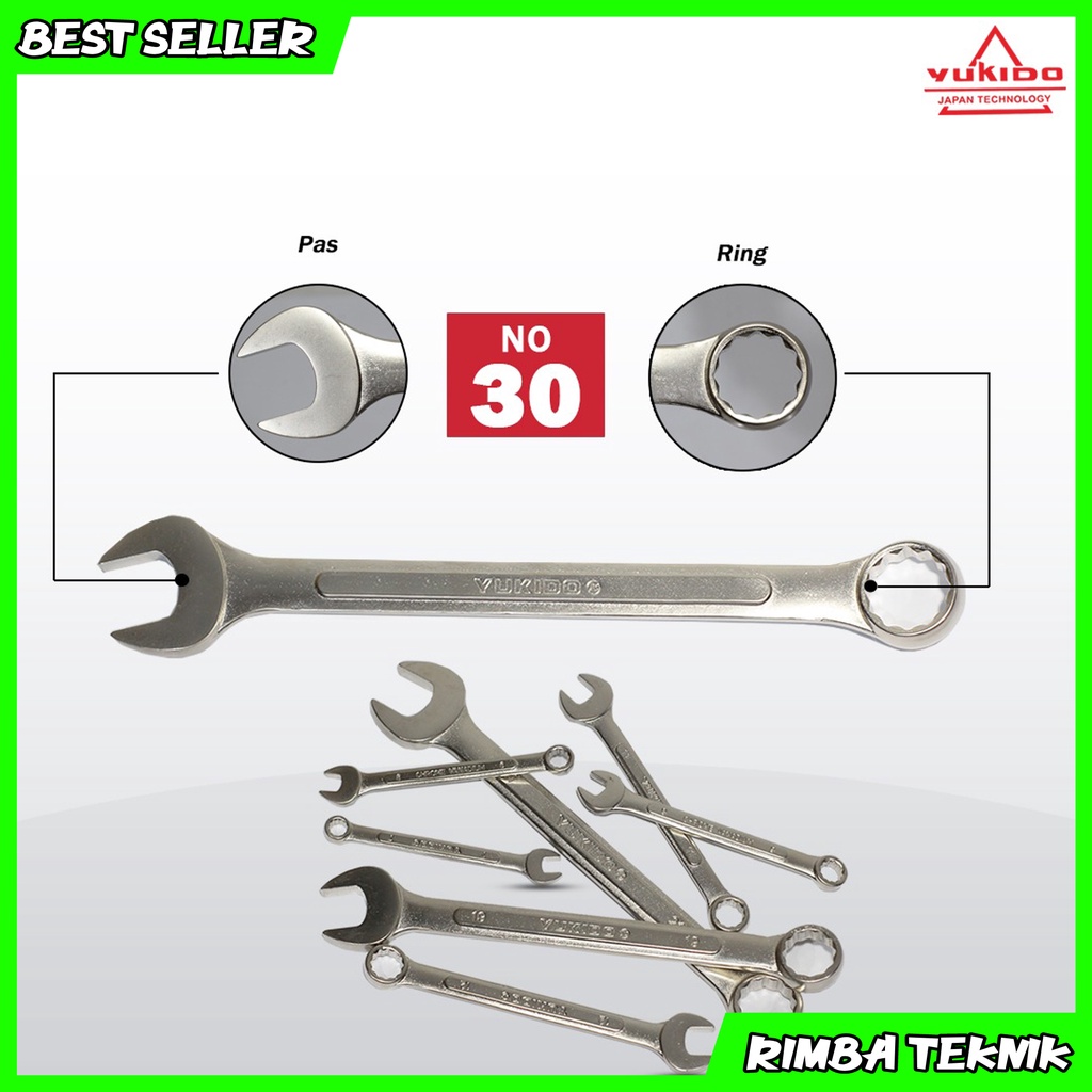 PROMO !! Kunci Ring Pas 30 mm Chrome Vanadium Steel Combination Wrench YUKIDO