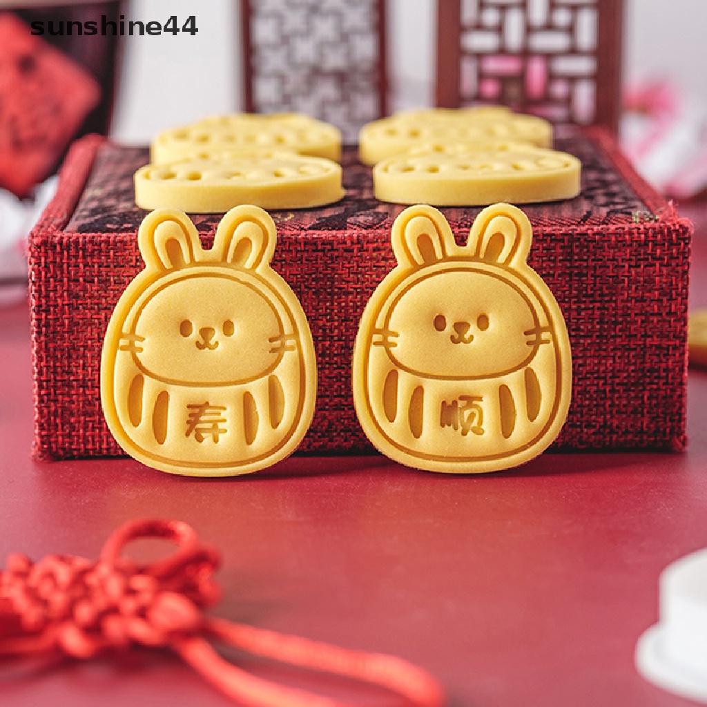 Sunshine Cetakan Biskuit Bentuk Kelinci Tahun Baru Fondant Pastry Cutter Baking Cookies Mold.