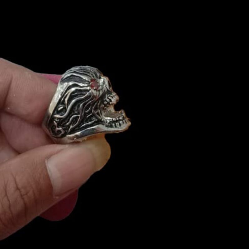 Cincin Tengkorak Pria Titanium Skull ring 316L