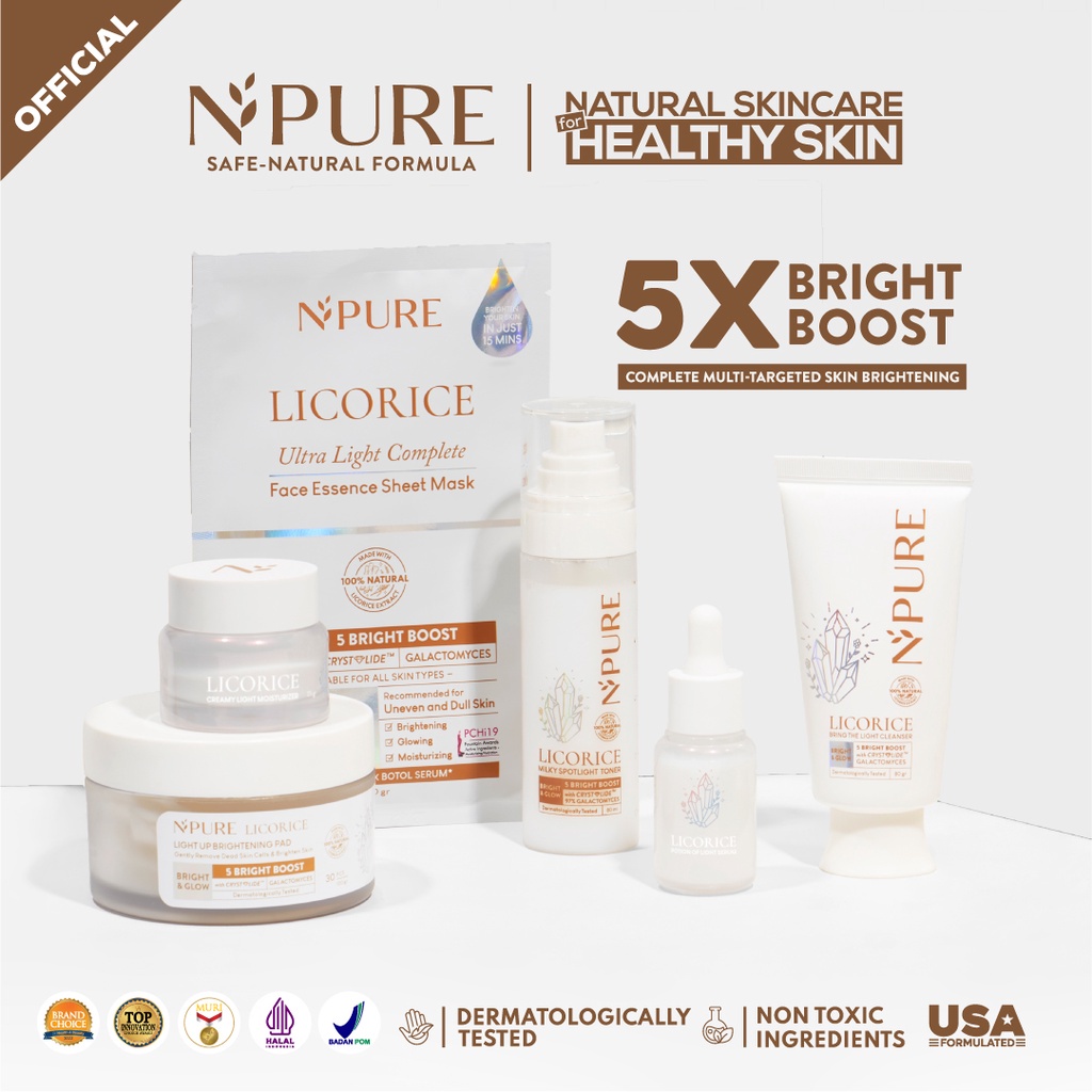 NPURE LICORICE BRIGHTENING SERIES|Toner Licorice|Licorice Bright & Glow Creamy light Moisturizer|Ser