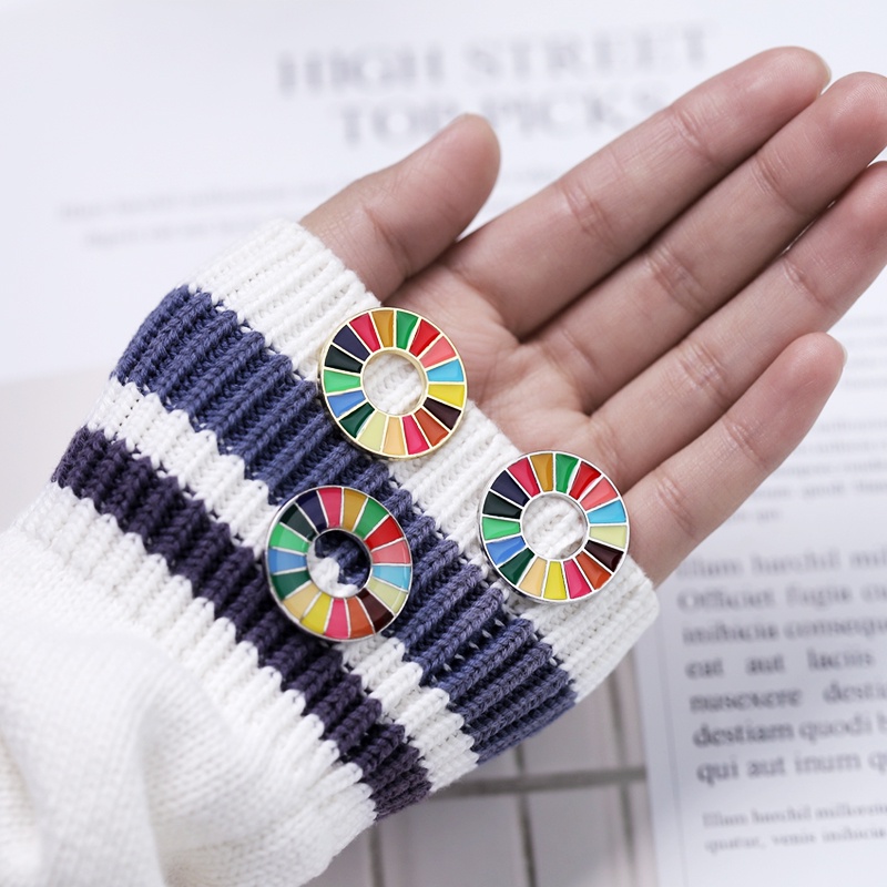 Gawang Pembangunan Lestari Kreatif Pin Enamal Pbb SDGs Pin Bros Lencana Fashion Rainbow Pin