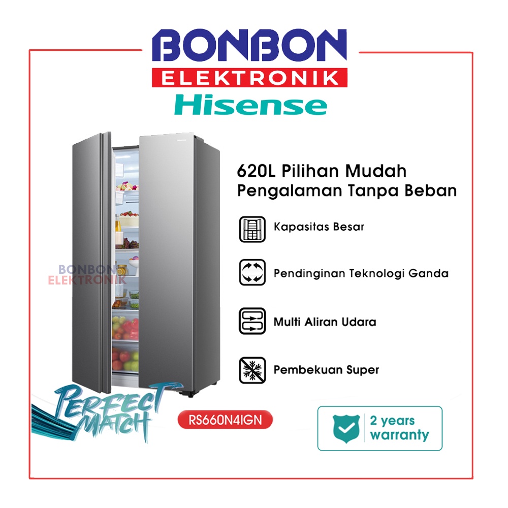 Hisense Kulkas Side by Side 564 L RS660N4IGN / RS660 Lemari Es