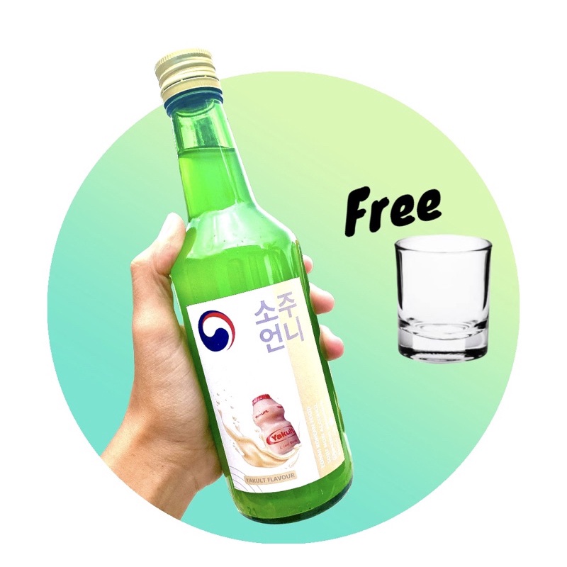 Soju Halal (Free Sloki glass) Non Alkohol Korean Sparking water 380ml Rasa Yakult