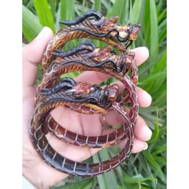 gelang akar Bahar merah ukir kepala naga