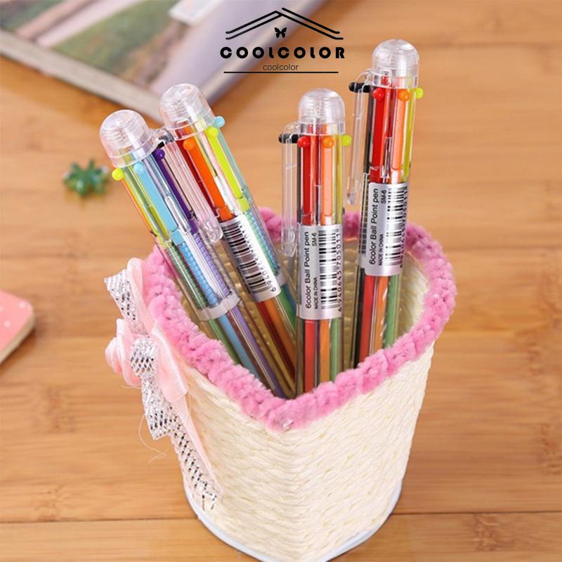 

COD❤️Bolpen 6-in-1 0.5MM Multi Warna Untuk Stationery Anak Sekolah Kantor bolpen- cl