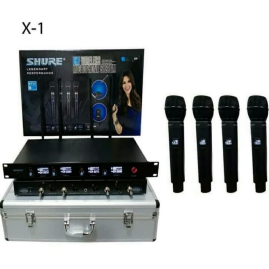 Mic Wireless SHURE X1 Isi 4 Mic Plus Koper Aluminium