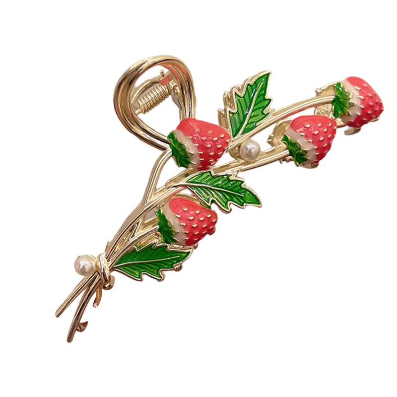 Strawberry Hair Claw Clips Cute Metal Hair Clip Kuat Non Slip Hold Hair Jaw Clips Pink Hair Claw Clips Aksesoris Untuk Wanita Dan Anak Perempuan Styling Rambut Fashion Perlengkapan Rambut