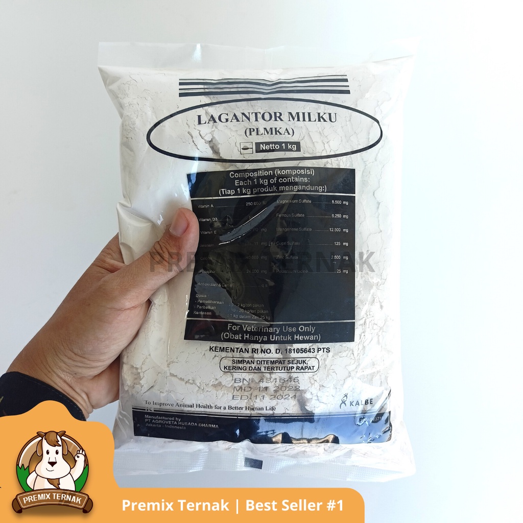 LAGANTOR MILKU 1Kg - Premix Peningkat Produksi Susu &amp; Pertumbuhan, Pengurang Stress Sapi Kambing Perah 1 kg - Premix Ternak