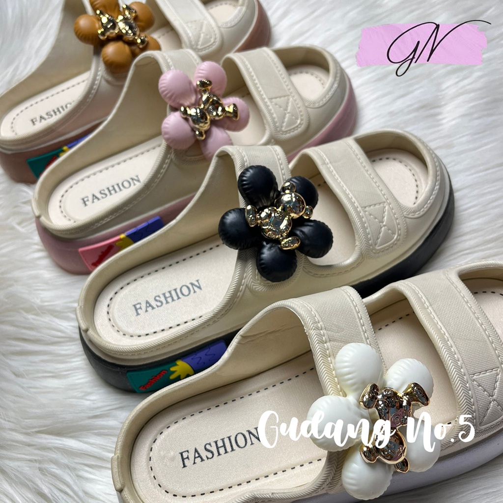 GN-029-1-3 &amp; 5 Sandal Jelly Wanita Fashion Tali Dua Model Terbaru Import PCU