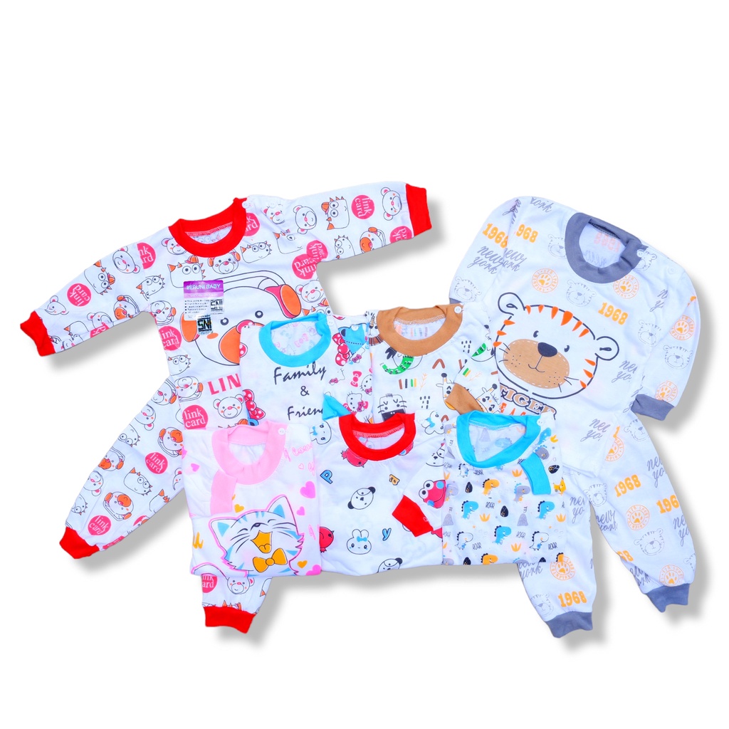 (NDL002)Paket 3Stel Setelan Baju Bayi SNI 3-18 Bulan Seruni Baby Bahan Katun TC Variant Motif