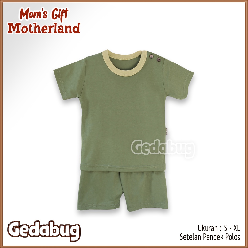 Setelan PENDEK Moms Gift / Ridges | Setelan Kaos + celana pendek Anak Polos Kancing Pundak | Gedabug