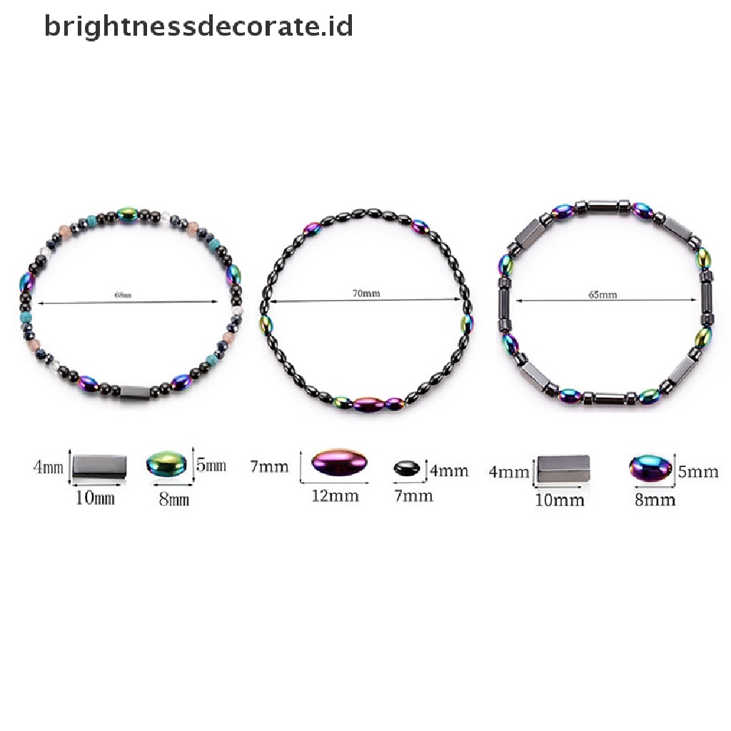 [Birth] Magnetic Beads Batu Hematite Perawatan Kesehatan Penurunan Berat Badan Gelang Kaki Perhiasan [ID]