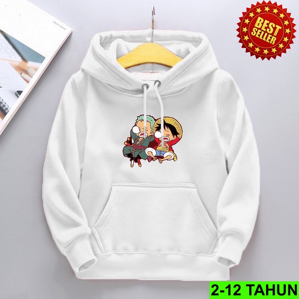 Jumper Hoodie Anak  LUFFY SLEEP II Jaket Hoodie Anak ANIME Bahan Fleece Sz M - XL ( Laki Laki &amp; Peremepuan )