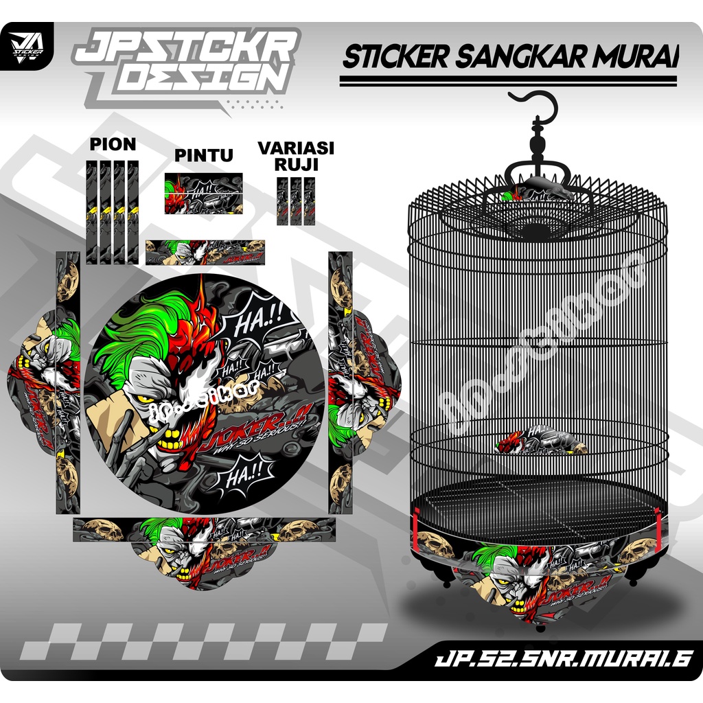 Sticker Decal Sangkar Murai Batu Stiker Ebod Radja BnR Setiker Dekal Kandang MURAI BATU JOKER JP.S2-6