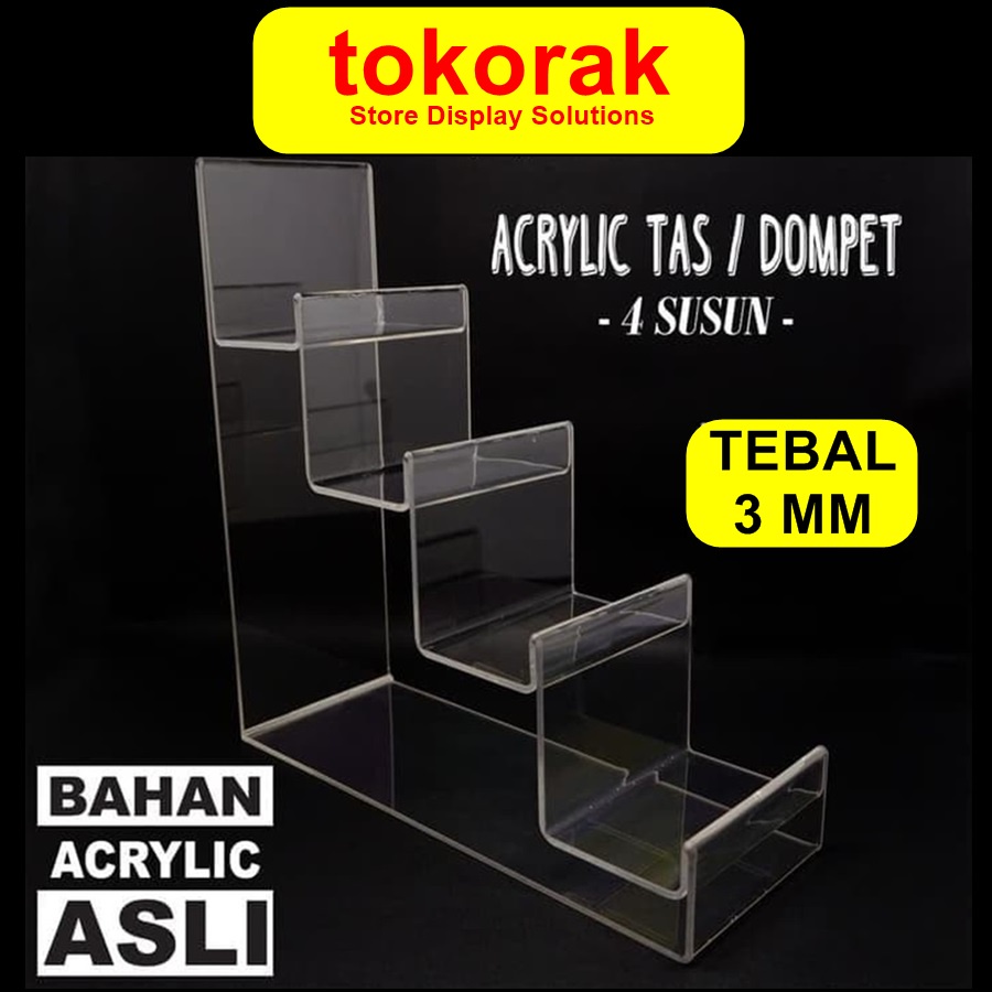 ACRYLIC TAS 4 SUSUN AKRILIK DOMPET MIKA STAND