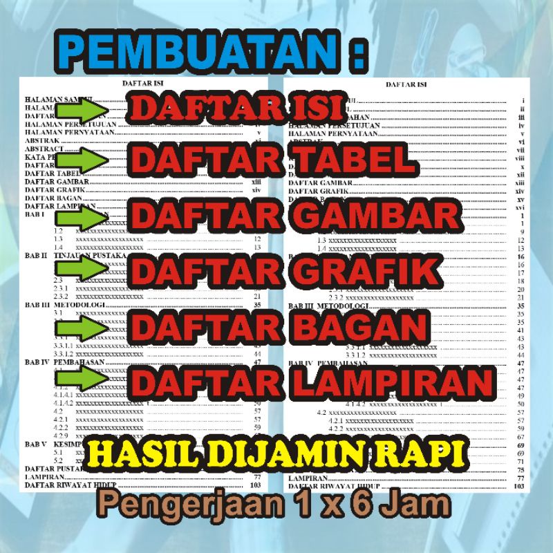 

Pembuatan Daftar Isi, Daftar Tabel, Daftar Gambar, Daftar Lampiran