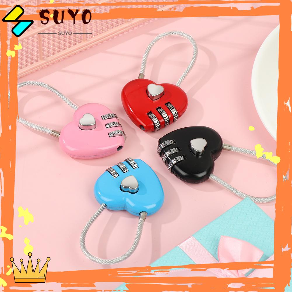 Suyo 1pc Kunci Berbentuk Hati Locker Case Supply Kombinasi Dial Luar Ruangan Koper Travel Kode Valentine Day 3digi Password