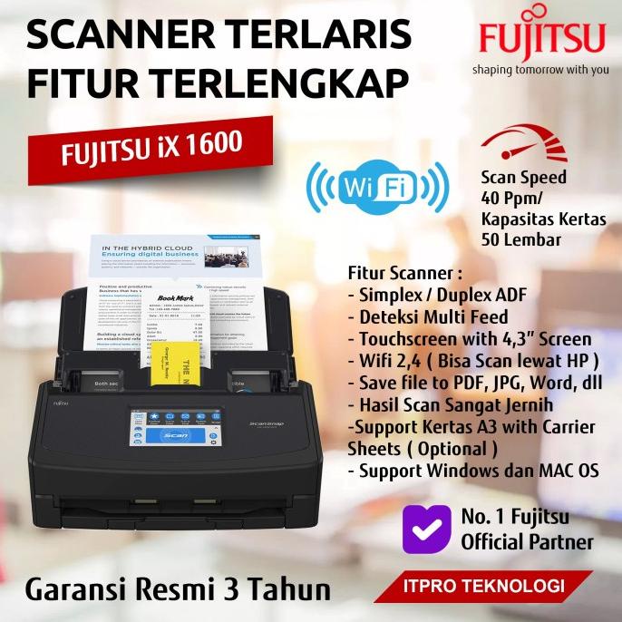 Fujitsu Scanner ScanSnap ix1600 ADF, Duplex