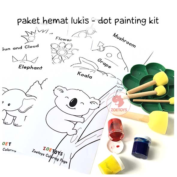 Zoetoys Paket Hemat Lukis Painting | Dot Painting Starter Kit Melukis Kanvas Canvas Lengkap Cat Anak | Cari Bingkisan Hampers Kado