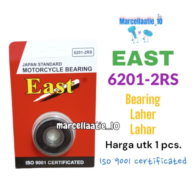 1 PCS LAHER LAHAR BEARING 6201 2RS MERK EAST kemasan press LAHER 6201 PRESS LAHER MOTOR BEAT LAHER M