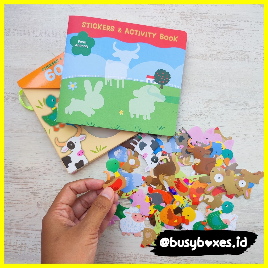 Busyboxes.id Mainan anak edukasi anak menempel tempel sticker reusable activity mengenal hewan 1 2 3 tahun laki laki perempuan mainan edukasi - seri animals farm