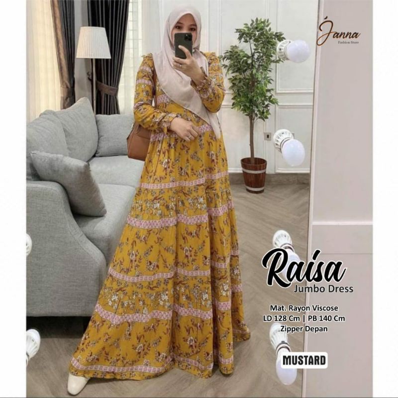 gamis motif bunga zipoer depan jumbo ori janna by jumbo solo