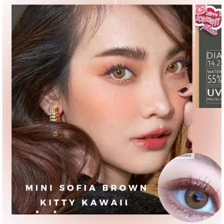 SOFTLENS MINI SOFIA BROWN GRAY KITTY KAWAII NORMAL MINUS 0.50 s.d 6.00 Made in Korea