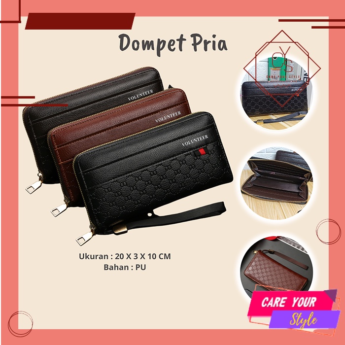 CYS Dompet Panjang Pria Dompet Pria Kulit PU Import Berkualitas Dompet Panjang Cowok Tali Keren Handbag Cowok D98