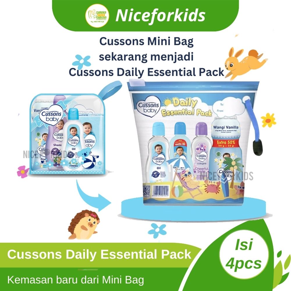 Cussons Baby Daily Essential Pack isi 4 / Paket Hadiah Bayi Baru Lahir / Kado Perawatan Mandi Bayi