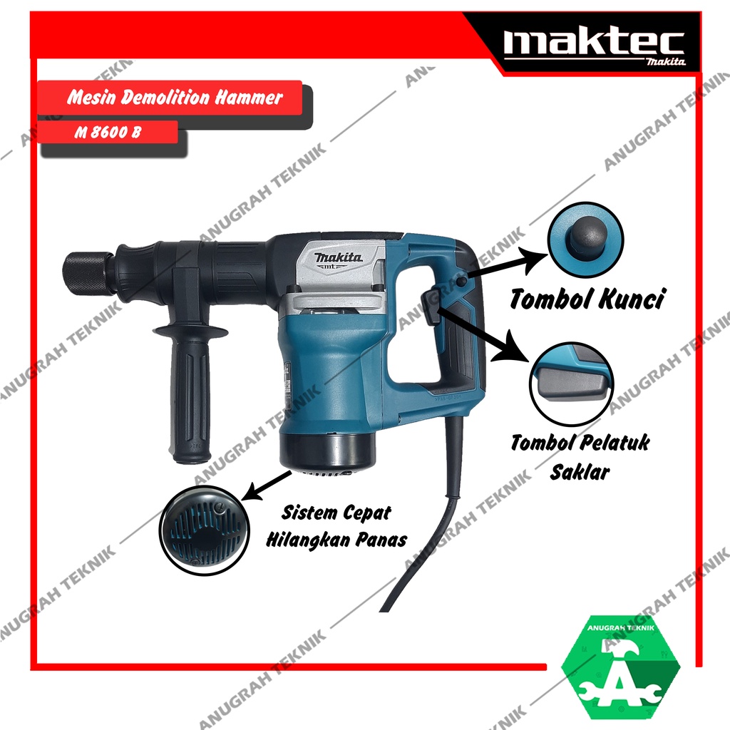 Maktec MT860 Makita M8600B Mesin Bor Bobok Tembok Beton  / Demolition Hammer Maktec Original