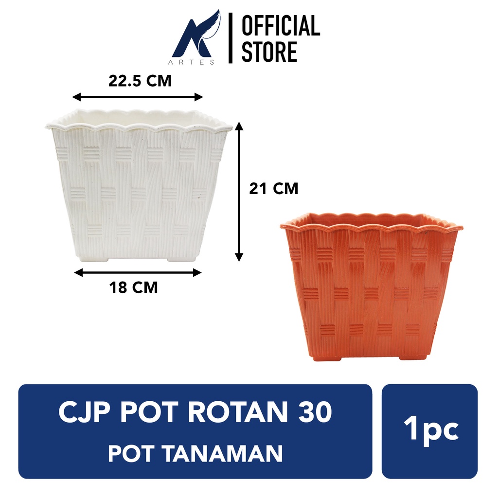 CJP ROTAN 30 Pot Kotak Tanaman Tumbuhan Bunga Plastik Putih Cokalt Citra Jaya Plastik Panjang 22 cm 
